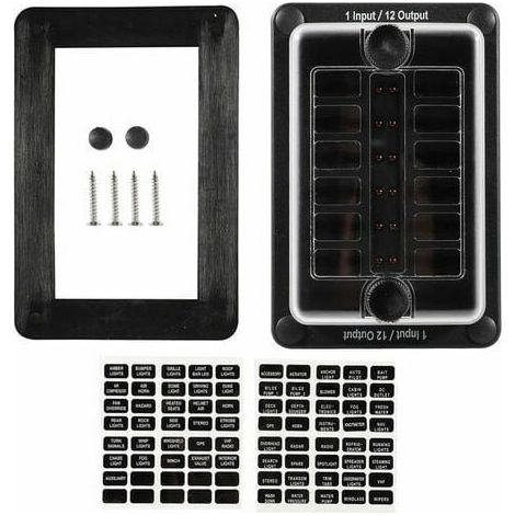 Boîtier de fusibles 12 voies avec indicateur LED, compatible ATC/ATO, pour véhicules automobiles et applications marines, tension continue 12–32 V (1/4)