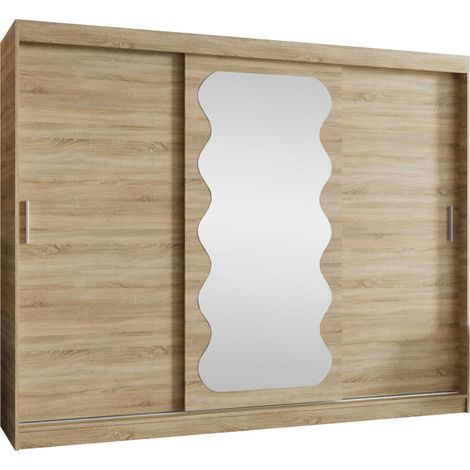Armario Hartford 578, Roble Sonoma, 200x250x62cm, Puertas de armario: Correderas, Número de estantes: 9