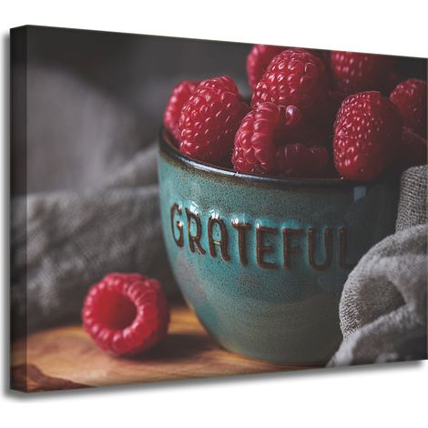 Impression sur toile Bol de framboises 40x30 cm