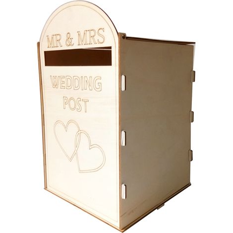 Boîte aux lettres de mariage en bois à faire soi-même avec serrure, porte-cartes cadeaux rustique et creux, décoration pour réception, mariage, anniversaire ou fête. (1/2)