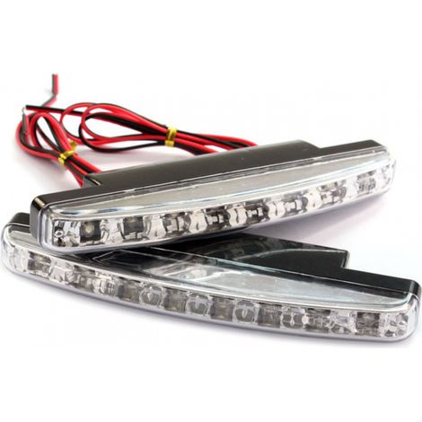 Paquete de 2 bombillas LED con 8 LED para luces diurnas (DRL) y faros antiniebla de coche, ultrabrillantes e impermeables, 12 V CC. (1/2)