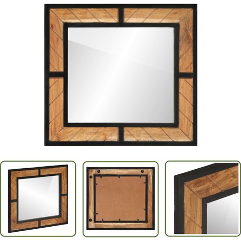 The Living Store Miroir de salle de bain 60x1x55 cm bois massif d'acacia - Miroir Salle De Bain - Miroir Mural - Meuble Salle De Bain - Acacia - Design Moderne (1/5)