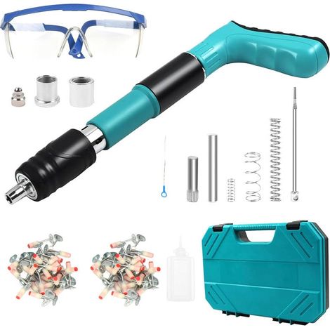 Clavadora remachadora, clavadora manual de acero de 5 velocidades, clavadora portátil para paredes de cemento, hogar y trabajos con carne. (1/4)