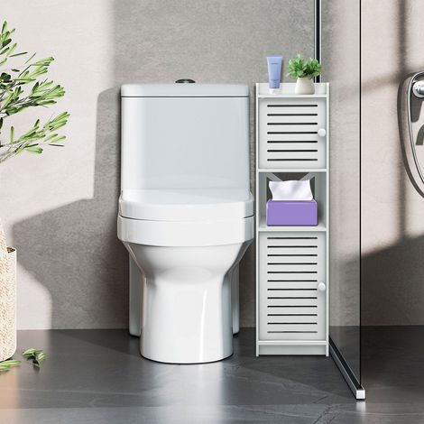 Haloyo – Colonne de salle de bain blanche imperméable 22 x 20 x 75 cm – Design élégant et gain de place – Installation facile (1/5)