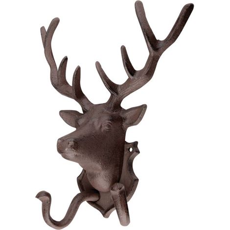 Crochet mural design cerf - L 22 x P 9,9 x H 27,6 cm - Fonte - Livraison gratuite (1/2)