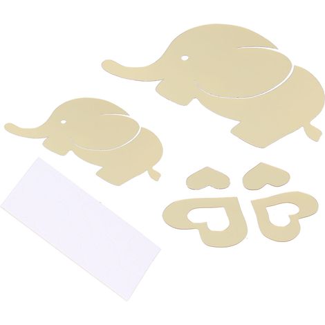 Sticker mural innovant en forme d'éléphant de dessin animé, magnifique, pour la décoration de chambre, miroir ou papier peint doré (1/5)