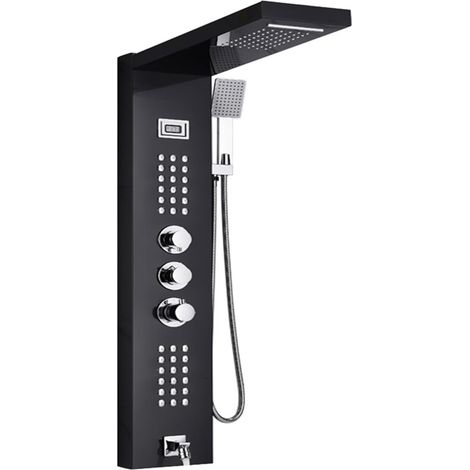 Ensemble de douche mitigeur thermostatique intelli Panneau de douche à lumière LED, ensemble de robinet de douche à affichage numérique cascade pluie, système de douche mitigeur de colonne de salle de (1/5)