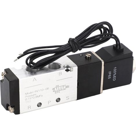 Électrovanne pneumatique avec fil, 2 positions, 5 voies, IP65, 0,15–0,8 MPa, 24 V CC (1/5)