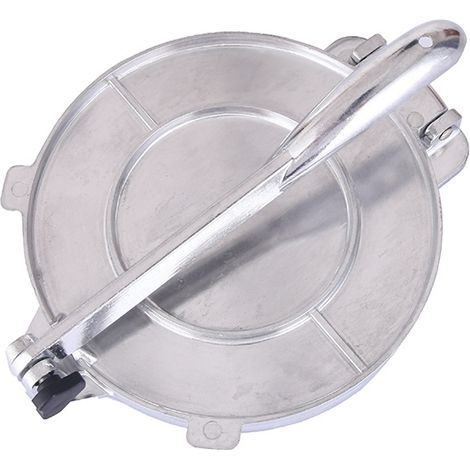 Presse à pâte pliable 15 cm en aluminium non revêtu, robuste, pour tortillas et autres préparations de pâtisserie, couleur argent. (1/5)