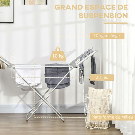 Étendoir à linge électrique chauffant - Aluminium extensible 144x53x91cm 230W séchage rapide 45-55°C pliable (1/5)