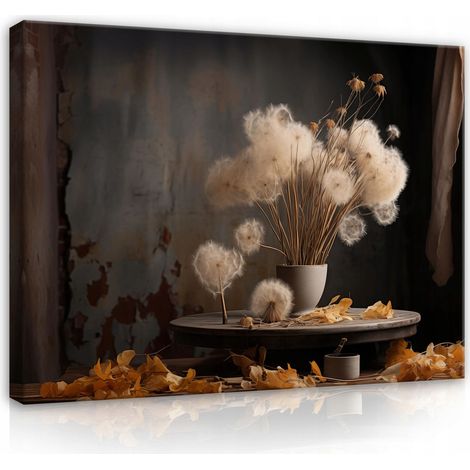 Peinture fleurs dans un vase souffleurs sur toile mur chambre salon 40x30 (1/3)