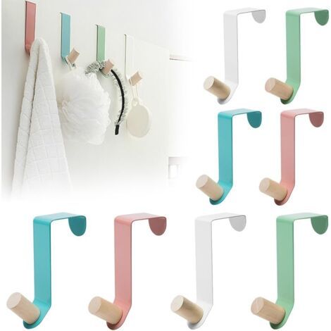 8 Pièces Porte Manteau pour Porte, Crochet de Porte en Fer, Patere Porte Manteau sans Percage en Forme de Z, Crochet Porte Manteau pour Chambre, Cuisine, Salle de Bains (4 Couleurs) (1/5)