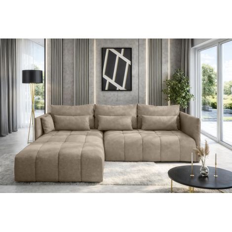 AX LIVING Hellbraun Ecksofa mit Schlaffunktion Bettkasten Cosmova 245