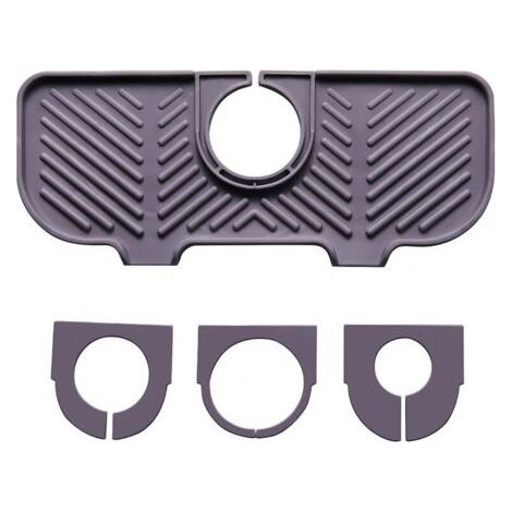 Tapis d'égouttement en silicone pour robinet, tapis d'évier sous robinet, organiseur pour éponges, brosses, savon. (gris)