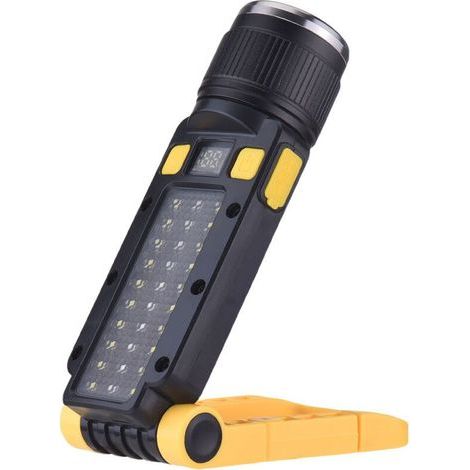 Lampe de travail LED rechargeable et pliable avec support et fixation magnétique. Lampe torche portable pour la mécanique, la réparation automobile, la maison, le garage, les urgences et le camping.-A (1/5)