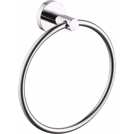 Portasciugamani da bagno ad anello con montaggio a parete, tondo in acciaio inossidabile lucido, A2180 (1/5)