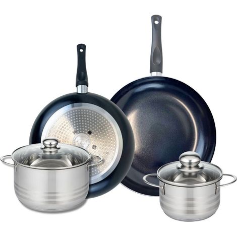 Ensemble de 2 Poêles de cuisson 28 et 32 cm et 2 faitouts 16 et 20 cm Elo Prima Brillant (1/5)