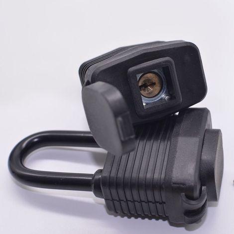 [French Days]Cadenas étanches à clés identiques pour une utilisation en extérieur, corps de serrure en acier laminé robuste avec revêtement en plastique, 1-9/16 pouces. Cadenas large et long, paquet d (1/5)