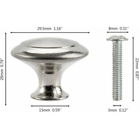 Bouton de Meuble Cuisine Poignées Cabinet Acier Inox Portes Coupe Décoration Porte Cabinet Placard Tiroir Armoire(20PCS)- (1/4)