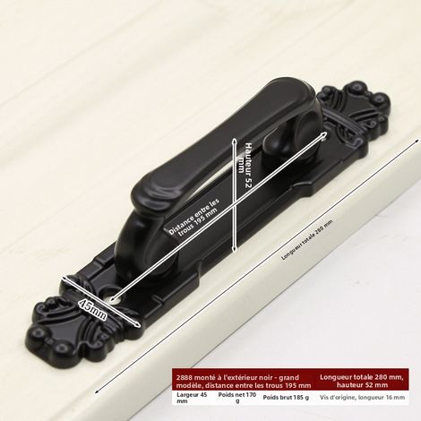Schwere amerikanische Scheunentürgriff aus antiker Kupfer, industrieller Stil ohne Bohren, oberflächenmontiert und verstärkt für massive Holztüren und Eingänge, Modell 2888 Schwarz Großformat, 2er-Pac