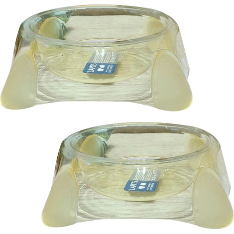 Filiyano-Gamelle individuelle en cristal transparent aux couleurs acidulées, pour chien et chat, jaune (1/4)