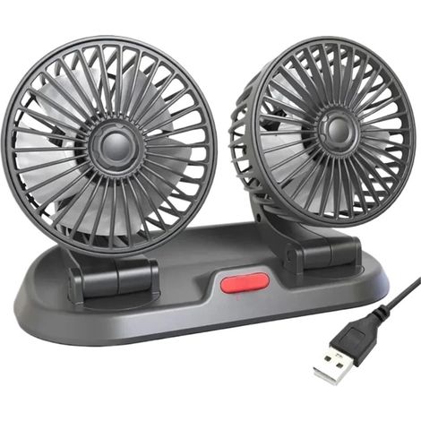Ventilateur Double Tête Rotatif 360 Degrés Voiture USB/12V/24V (1/5)