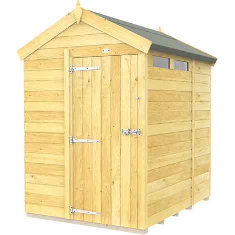 5 x 6 Feet Apex Security Shed - Single Door - Wood - L187 x W147 x H217 cm