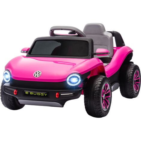 Voiture électrique pour enfants de 3 ans et plus, Volkswagen E-Buggy 12V avec télécommande 2,4 GHz, roues avec suspension, rose (1/5)