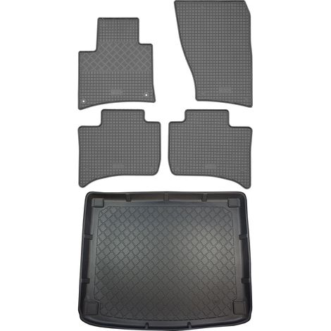 Ensemble de tapis de sol en caoutchouc pour Porsche Cayenne II 92A SUV (5 portes) de mai 2010 à octobre 2017 : tapis de sol de voiture et tapis de coffre. (1/5)