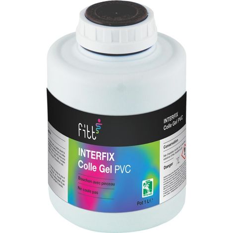 Fitt – Colle gel PVC pour tubes et raccords rigides 1L – Texture gel sans coulure – Bouchon de sécurité avec pinceau – Certifiée CE et BSI