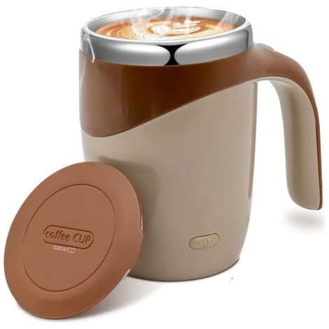 Mug mélangeur électrique intelligent auto-mélangeur, en acier inoxydable, magnétique, type thermos, avec couvercle, chargement USB, (1/5)