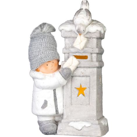 Dekoration MagicHome Weihnachten, Junge mit Briefkasten, LED, 14,5x22,5x39 cm (1/3)