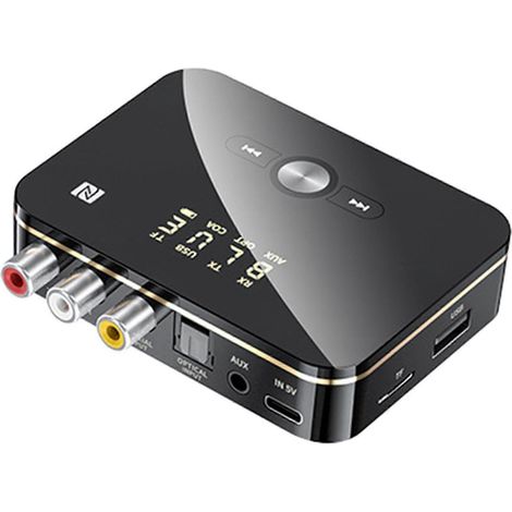 Émetteur-récepteur audio RCA Bluetooth 5.0 M8 APTXLL Adaptateur sans fil pour musique avec microphone et entrée auxiliaire 3,5 mm (version NF) (1/5)