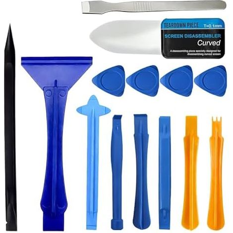 Kit D’Outils Multifonction 14 Pièces pour Réparation Téléphone et Smartphone, Démontage Tablette, Console Électronique, Spatules Métal Ultra Fines Leviers Plastique Anti-Rayures - (1/5)