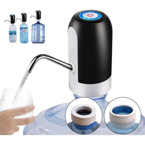 Distributeur d'eau électrique portable – Compatible bouteilles 48mm et 55mm – Silicone noir et plastique ABS – Système de protection interrupteur (1/4)