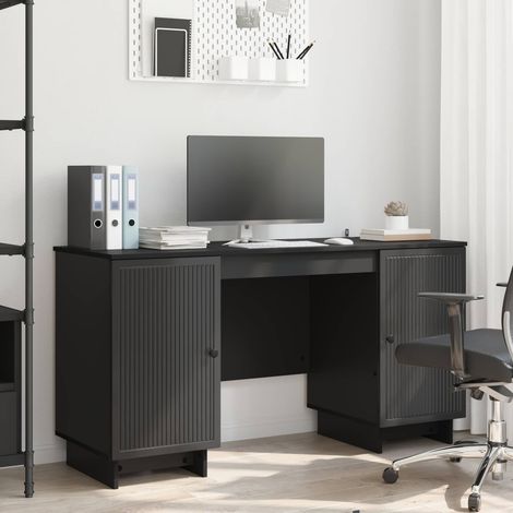 vidaXL Scrivania Nero Legno ingegnerizzato 142,5 x 50 x 75 cm (1/5)