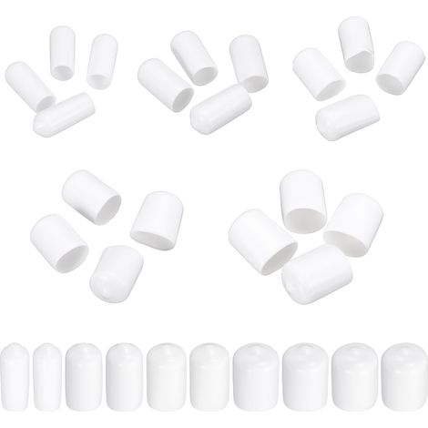 50Pcs Embout Caoutchouc 6mm 9.5mm 12.5mm 15.5mm 19mm Cache Vis Blanc Protection Rond pour Boulon, Tuyau de Plomberie (1/5)