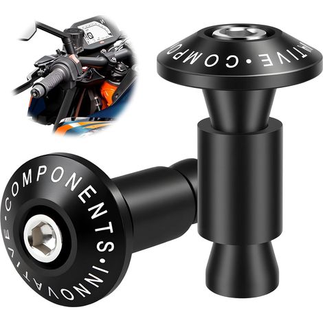 Motorrad-Lenkerendkappen – 2 Stück – CNC-gefrästes Aluminium – Sturzschutz – Universal 22 mm – Schwarz (1/5)
