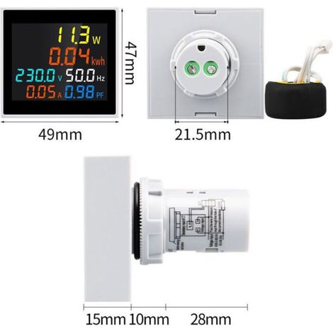 Compteur Denergie - Voltmetre Ampere Metre 110V 220V 100A - Moniteur Puissance Electrique LCD HD - Pour Installation Domestique Et Industrielle - 1 Unite (1/5)