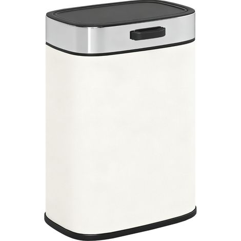 CHICFURN Cubo de basura de cocina 5 L 21,5 x 19,5 x 30 cm acero inoxidable blanco crema (1/5)