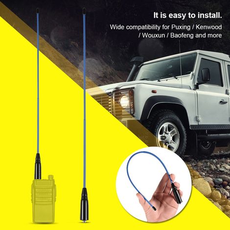 Antenne Double Bande 144/430MHz Flexible pour Radio Puxing Kenwood Wouxun Bleue (1/4)