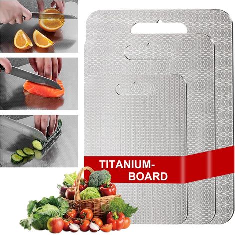 Lot de 3 planches à découper en titane, double face, anti-rayures, sans BPA, pour cuisine moderne