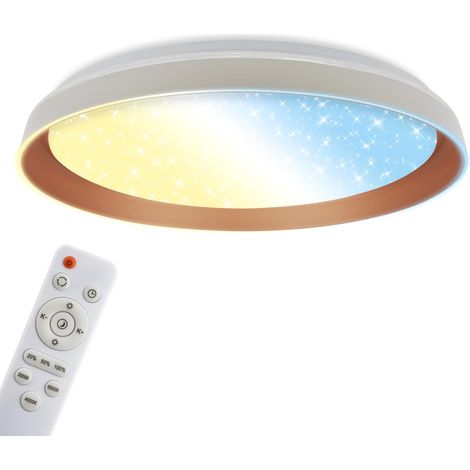 Plafonnier LED CCT avec effet étoilé, 48 W et 5200 lm, télécommande, CCT, intensité réglable, lustre salon, lustre cuisine, luminaire plafonnier, salon, 51 x 7,5 cm, gris chaud coffee (1/5)