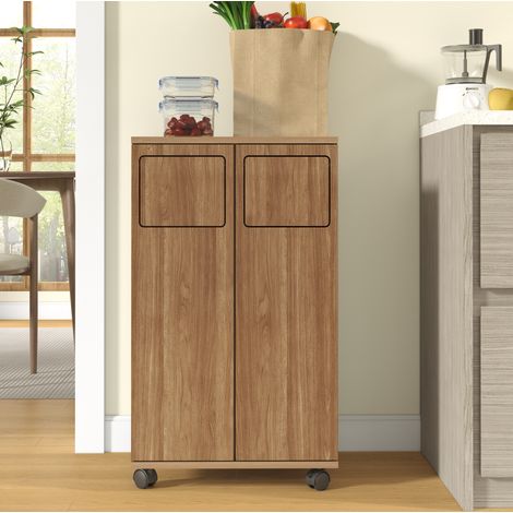 Mueble de reciclaje de MDF natural 46,7x35x80,3 cm -FLORAGRACE (1/5)