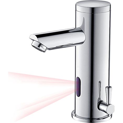 Auralum Mitigeur Lavabo Infrarouge Electronique Eau Froide et Chaude Mitigeur Automatique Laiton Chrome Robinet Automatique de Lavabo pour Salle de Bain (1/7)