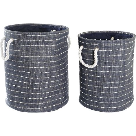 Basket Set 2 Polyester 38x38x47 Marineblau Polyester mehrfarbige Farbmaterial Körbe und Kisten Details (1/4)