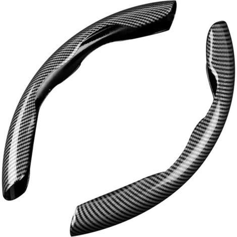 Carbonfaser-Lenkradbezug, universelles Auto-Innenausstattungszubehör – schwarze Streifen (1/4)