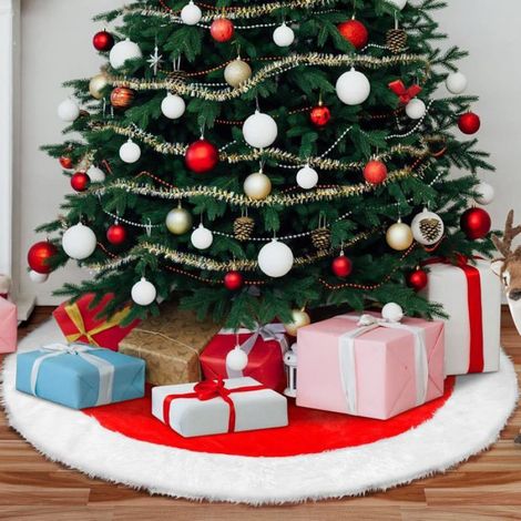 Jupe De Sapin - Diamètre 120 Cm - En Fausse Fourrure Épaisse - Pour Décoration De Sapin De Noël - 1 Pièce (1/5)