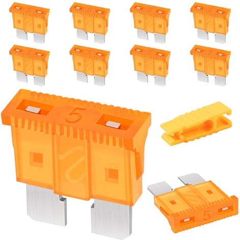 10 Pièces Fusible Voiture, Fusibles pour Auto Standard 5A, Voiture Fusible avec 1 Extracteur de Fusibles pour Voiture/Camping-Car/Camion/Moto/Bateau