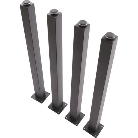 Gojoy – Pieds de table en métal réglables 71cm – 4 pièces – Trous de vis invisibles – Capacité 220kg – Finition noire mate